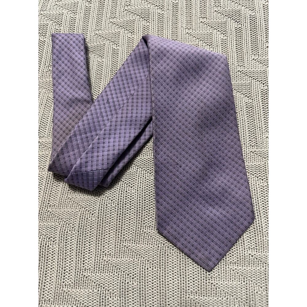 Bronzini purple plaid tie